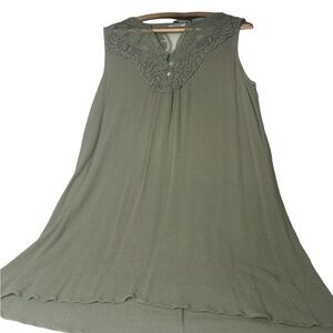 Umgee Floral‎ Green  Lace Sleeveless Cotton Blend Babydoll Mini Dress 6 for $36